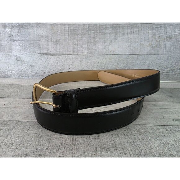 Mens Genuine Leather Belt 40/100 Made In USA With Gold Buckle - Picture 1 of 4